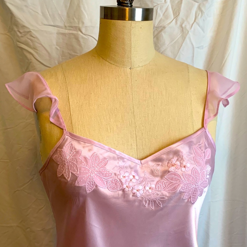 Stunning lavender satin embroidered chemise